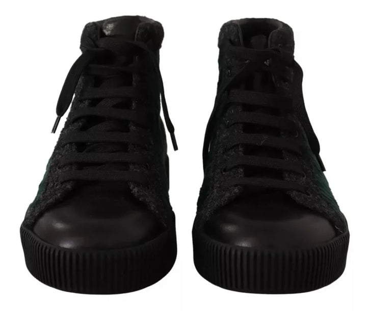 Dolce &amp; Gabbana Green Corduroy High Tops Sneakers Mens Casual Shoes