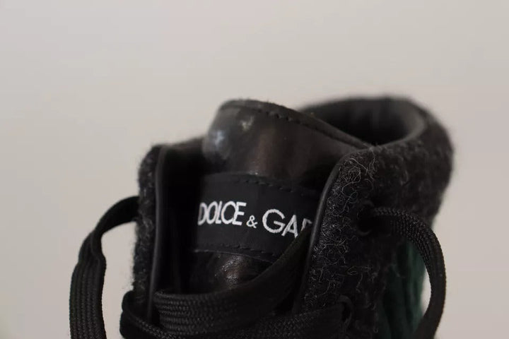 Dolce &amp; Gabbana Green Corduroy High Tops Sneakers Mens Casual Shoes