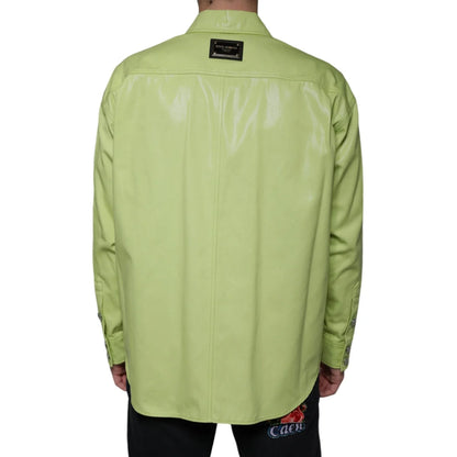 Dolce and Gabbana Green Cotton Collared Shirt for Men Long Sleeve &