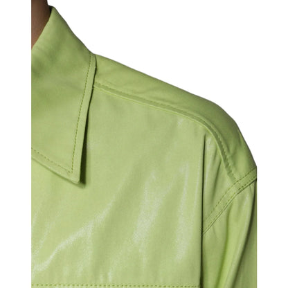 Dolce and Gabbana Green Cotton Collared Shirt for Men Long Sleeve &