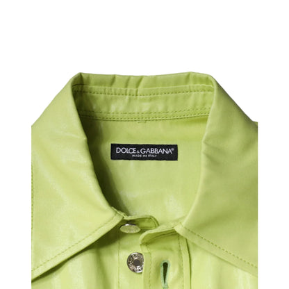 Dolce and Gabbana Green Cotton Collared Shirt for Men Long Sleeve &