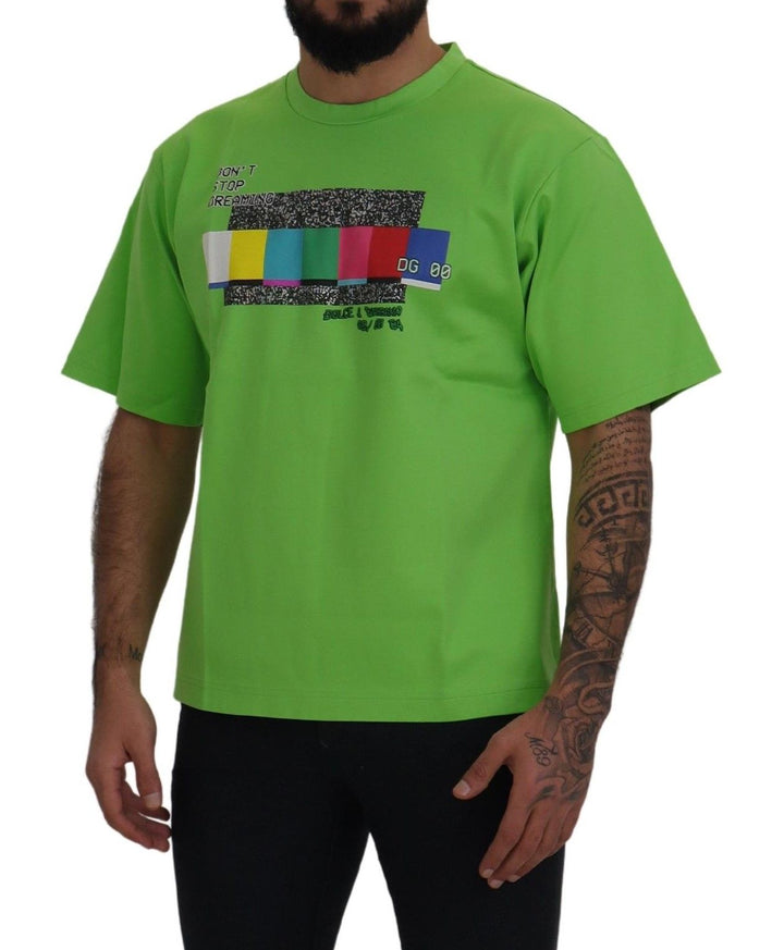Dolce &amp; Gabbana Green Cotton Dg Channel Top T-shirt