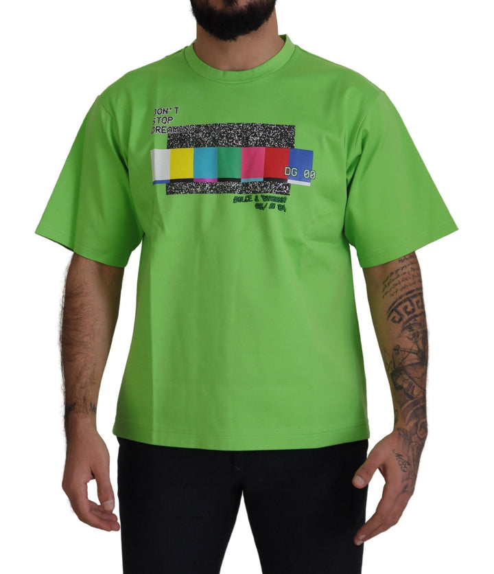 Dolce &amp; Gabbana Green Cotton Dg Channel Top T-shirt