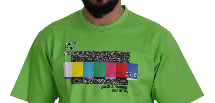 Dolce &amp; Gabbana Green Cotton Dg Channel Top T-shirt