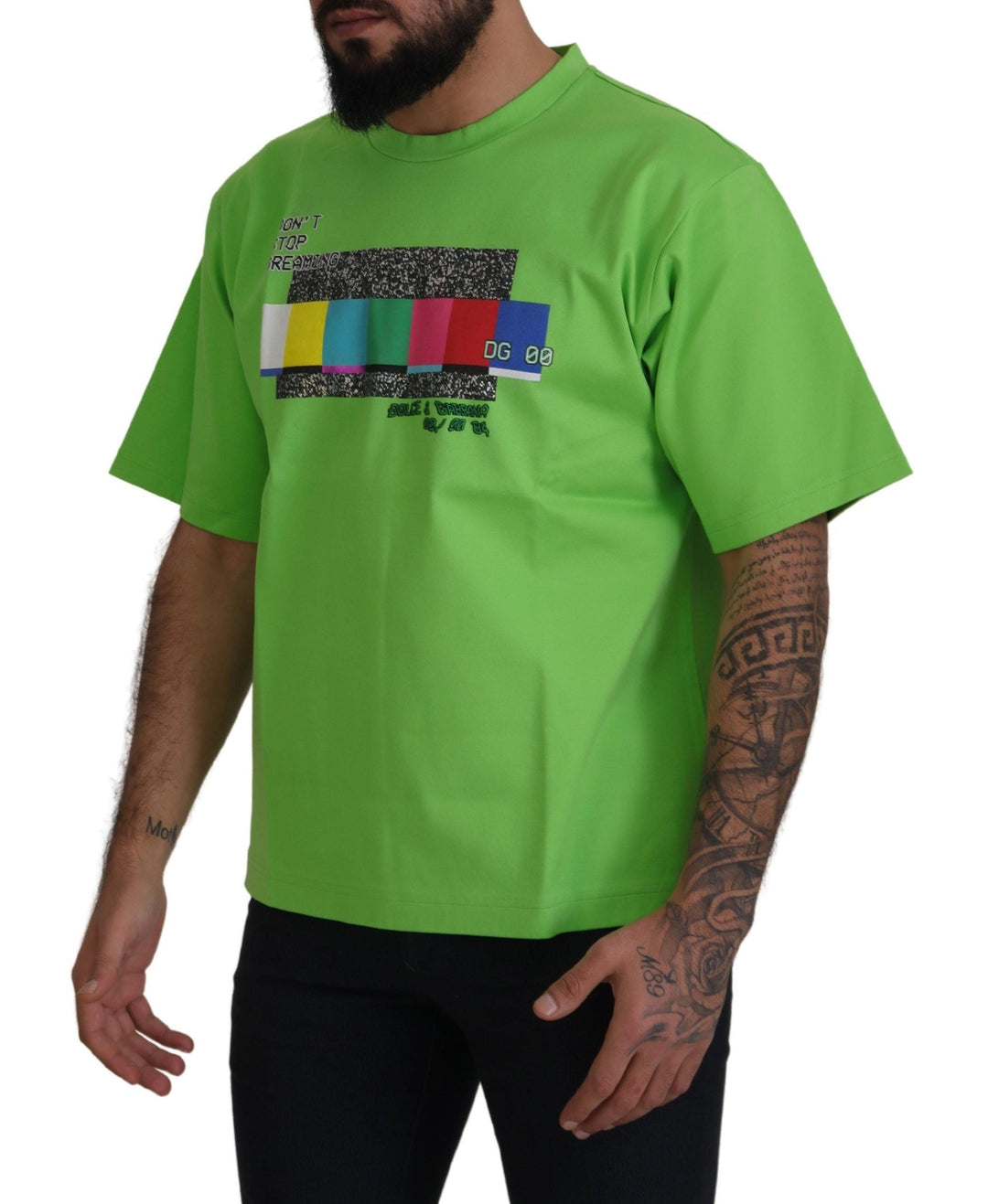Dolce &amp; Gabbana Green Cotton Dg Channel Top T-shirt