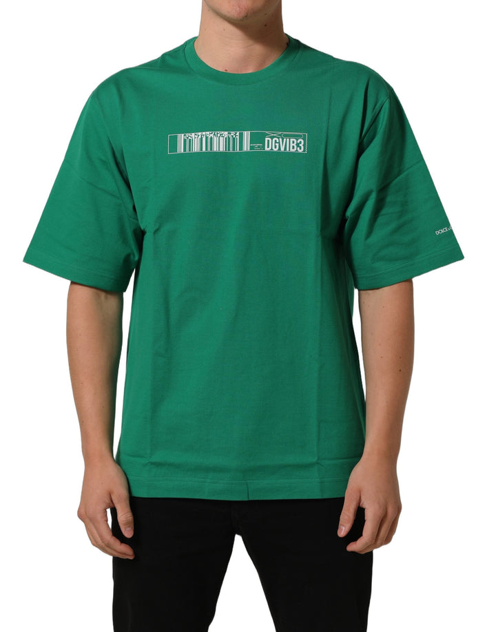Dolce &amp; Gabbana Green Cotton Dgvib3 Print Crew Neck T-shirt