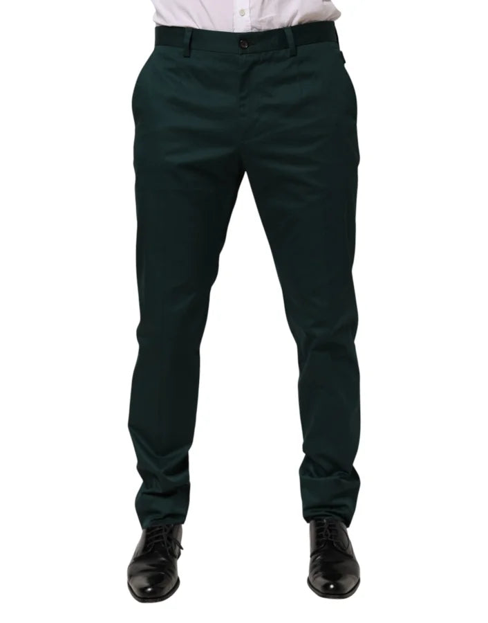 Dolce &amp; Gabbana Green Cotton Formal Dress Men Trouser Pants