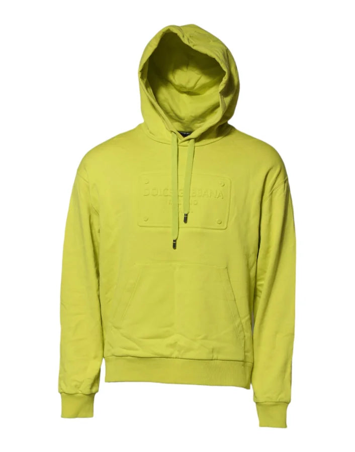 Dolce &amp; Gabbana Green Cotton Hooded Logo Sweatshirt Sweater
