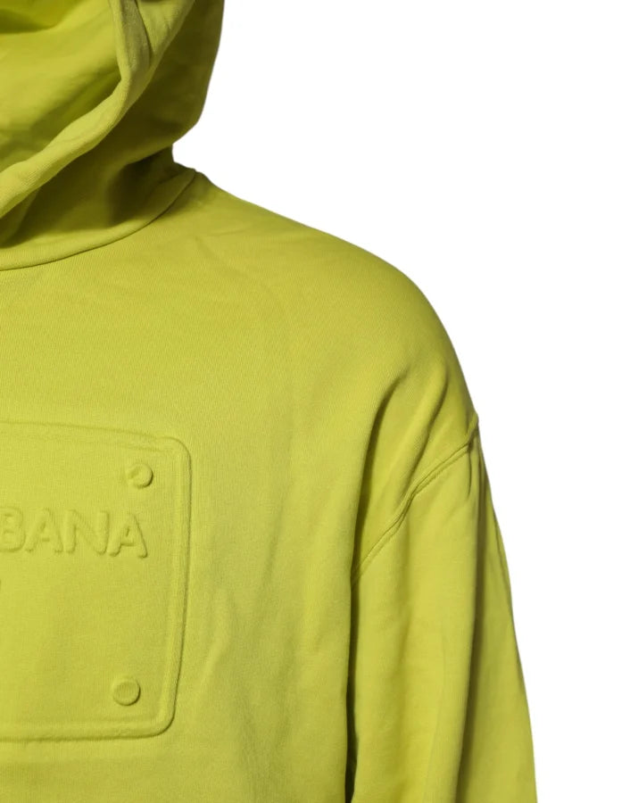 Dolce &amp; Gabbana Green Cotton Hooded Logo Sweatshirt Sweater