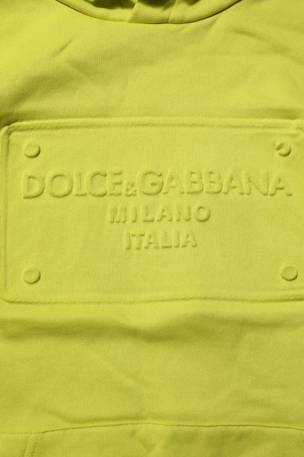 Dolce &amp; Gabbana Green Cotton Hooded Logo Sweatshirt Sweater