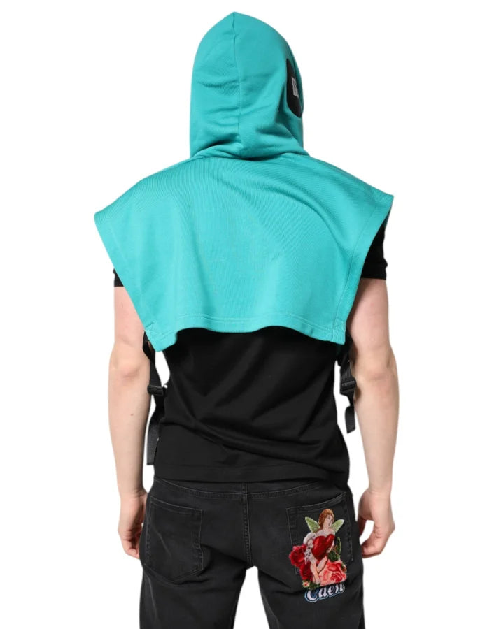 Dolce &amp; Gabbana Green Cotton Hooded Men Sportswear Vest Sweater