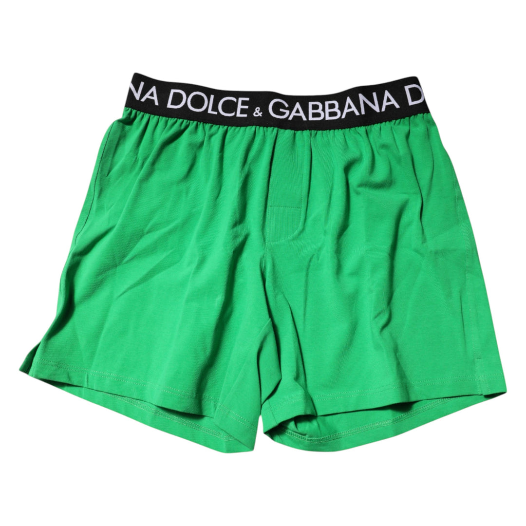 Dolce &amp; Gabbana Green Cotton Regular Boxer Shorts Underwear