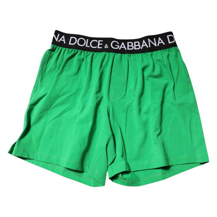 Dolce &amp; Gabbana Green Cotton Regular Boxer Shorts Underwear