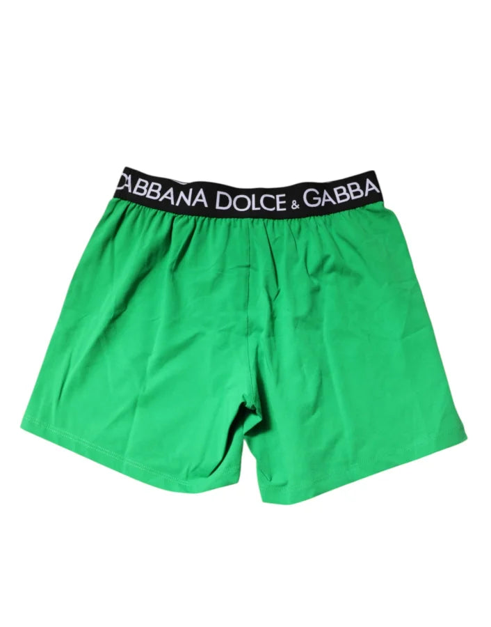 Dolce &amp; Gabbana Green Cotton Regular Boxer Shorts Underwear