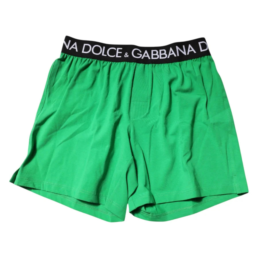 Dolce &amp; Gabbana Green Cotton Regular Boxer Shorts Underwear