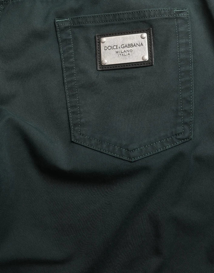 Dolce &amp; Gabbana Green Cotton Stretch Skinny Men Denim Jeans