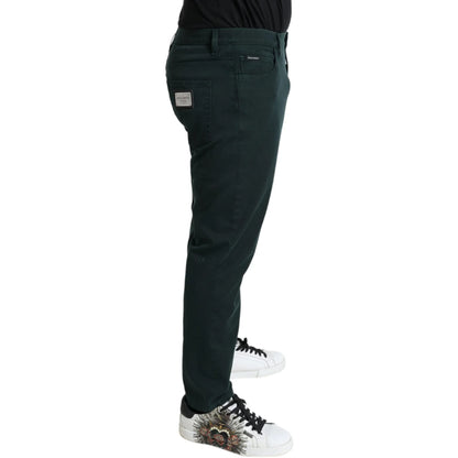 Dolce & Gabbana Green Cotton Stretch Skinny Men Denim Jeans