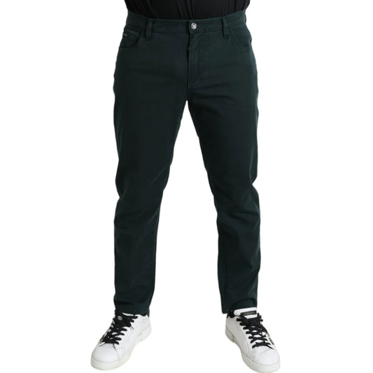 Dolce & Gabbana Green Cotton Stretch Skinny Men Denim Jeans