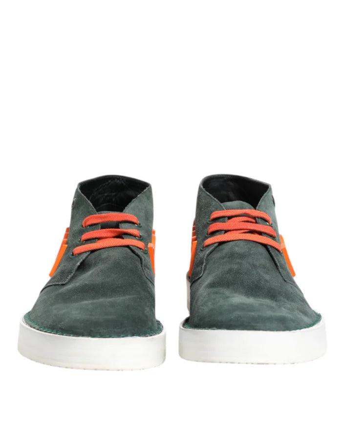 Dolce &amp; Gabbana Green Derby Logo Casual Men Sneakers Shoes