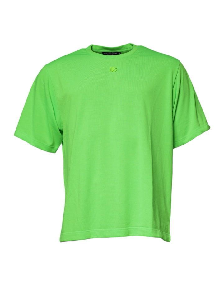 Dolce &amp; Gabbana Green Dg Logo Cotton Crew Neck T-shirt