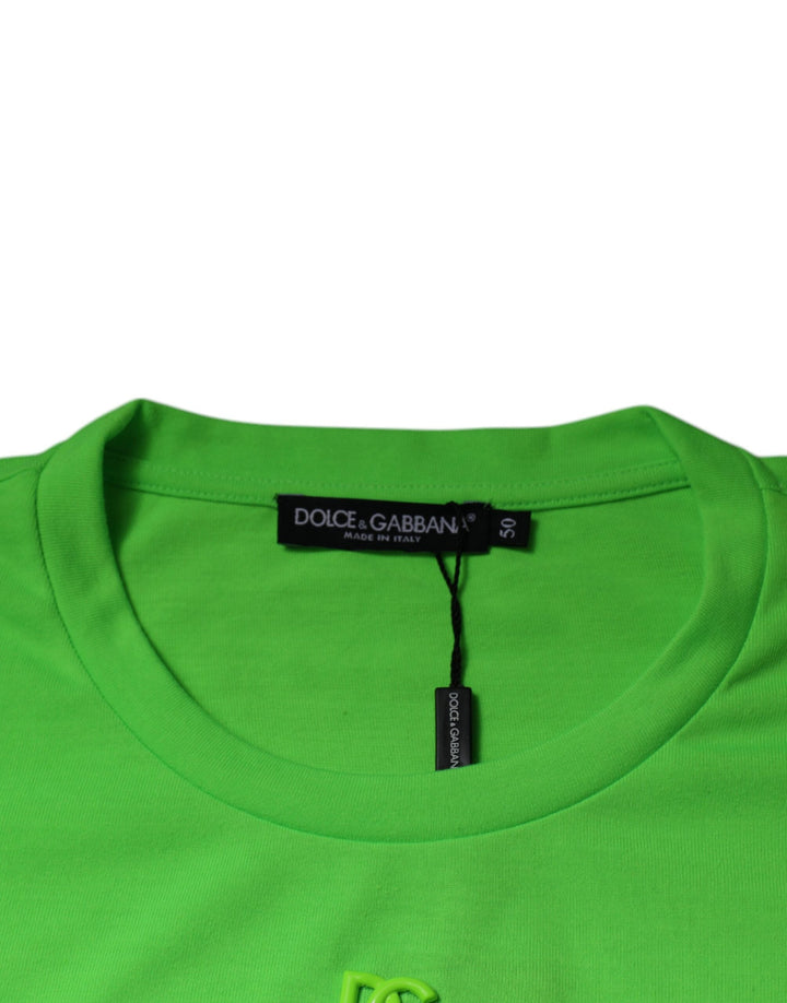 Dolce &amp; Gabbana Green Dg Logo Cotton Crew Neck T-shirt