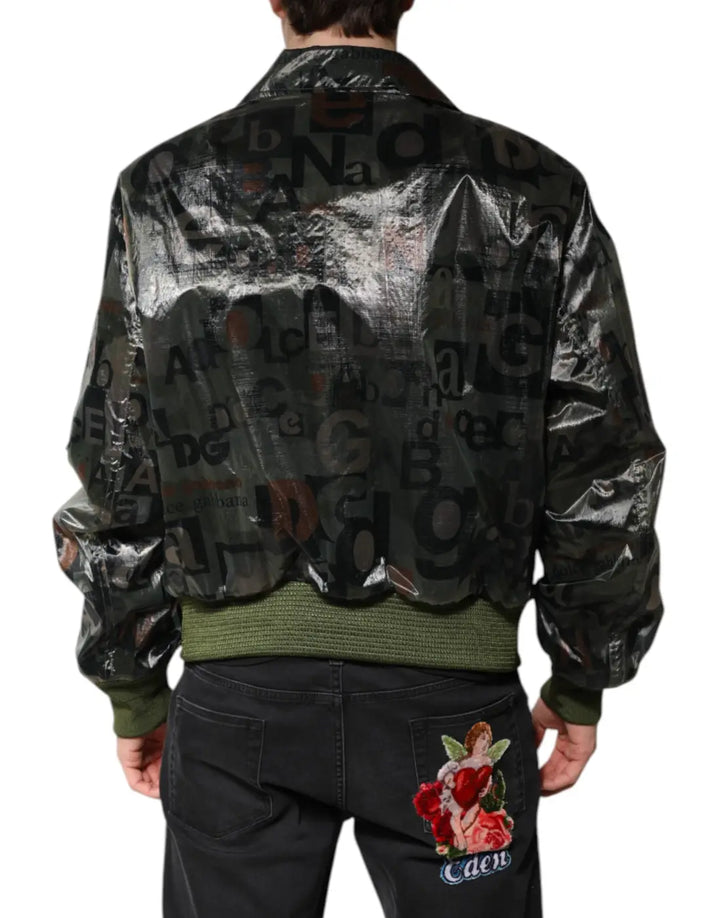 Dolce &amp; Gabbana Green DG Logo Print Bomber Full Zip Jacket