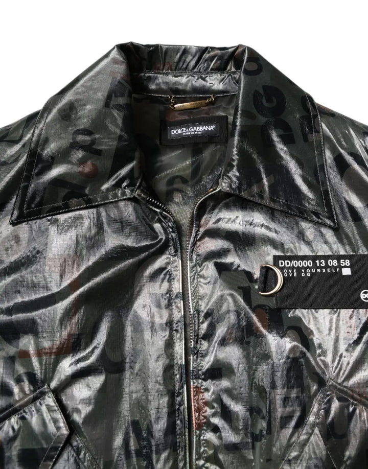 Dolce &amp; Gabbana Green DG Logo Print Bomber Full Zip Jacket