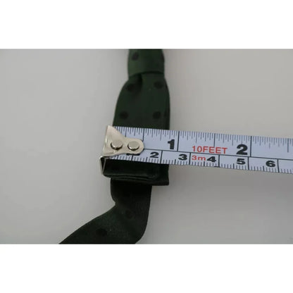 Dolce Gabbana Green Dotted Silk Adjustable Bow Tie &