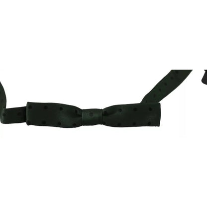 Dolce Gabbana Green Dotted Silk Adjustable Bow Tie &