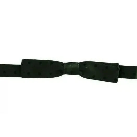 Dolce Gabbana Green Dotted Silk Adjustable Bow Tie &
