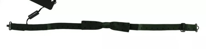 Dolce &amp; Gabbana Green Dotted Silk Adjustable Neck Bow Tie