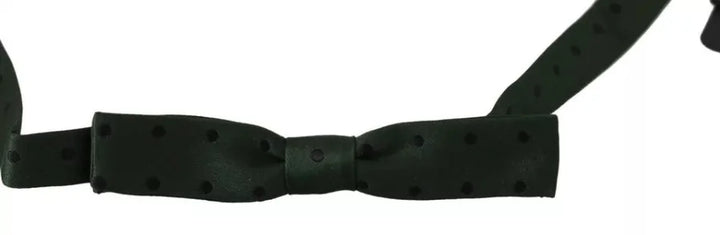 Dolce &amp; Gabbana Green Dotted Silk Adjustable Neck Bow Tie