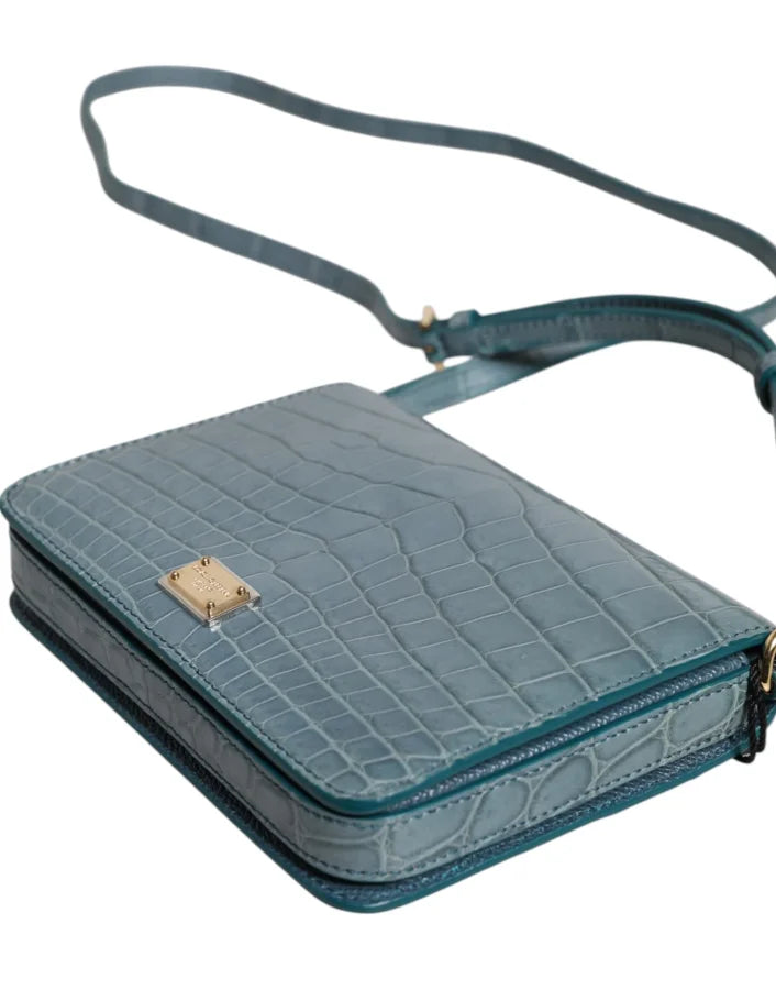 Dolce &amp; Gabbana Green Exotic Leather DG Plaque Crossbody Mini Bag