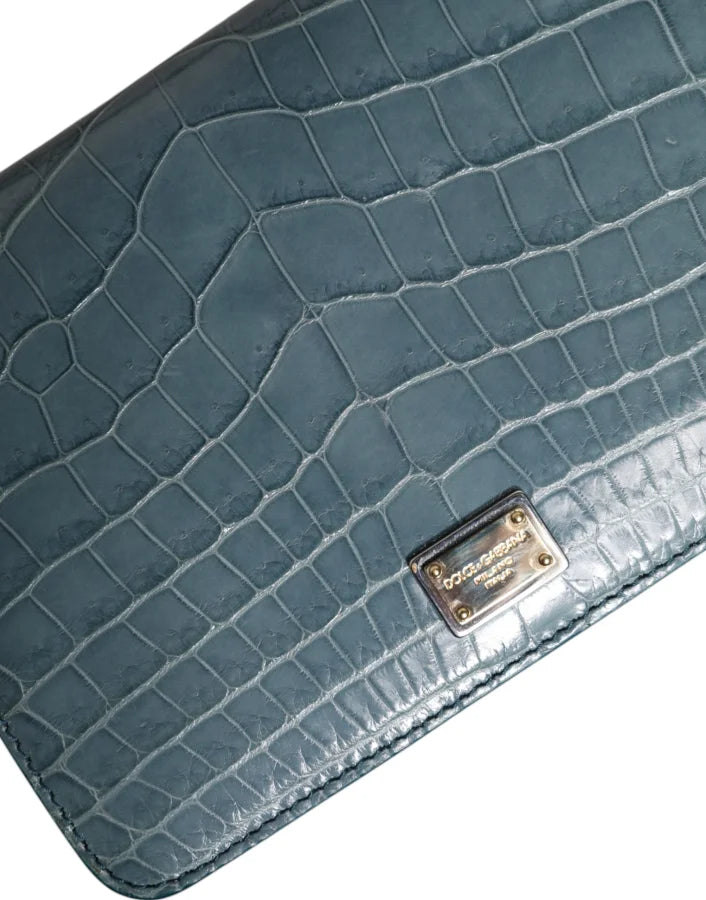 Dolce &amp; Gabbana Green Exotic Leather DG Plaque Crossbody Mini Bag