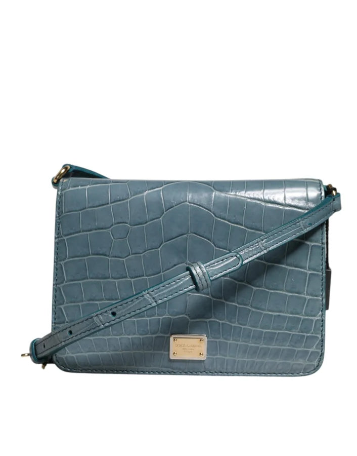 Dolce &amp; Gabbana Green Exotic Leather DG Plaque Crossbody Mini Bag