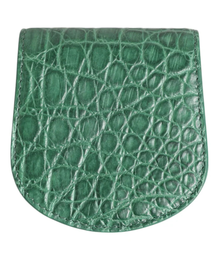 Dolce &amp; Gabbana Green Exotic Skin Coin Condom Case Holder Pocket Wallet