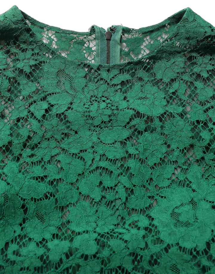 Dolce &amp; Gabbana Blouses - Women’s Green Floral Lace Round Neck Blouse Top