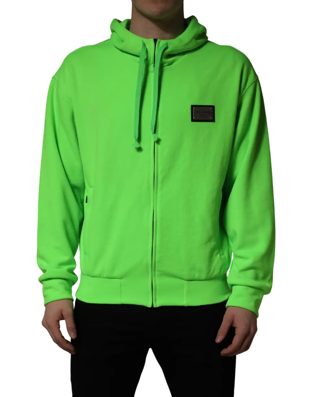 Dolce &amp; Gabbana Green FullZip Fleece HoodedSweatshirt Sweater