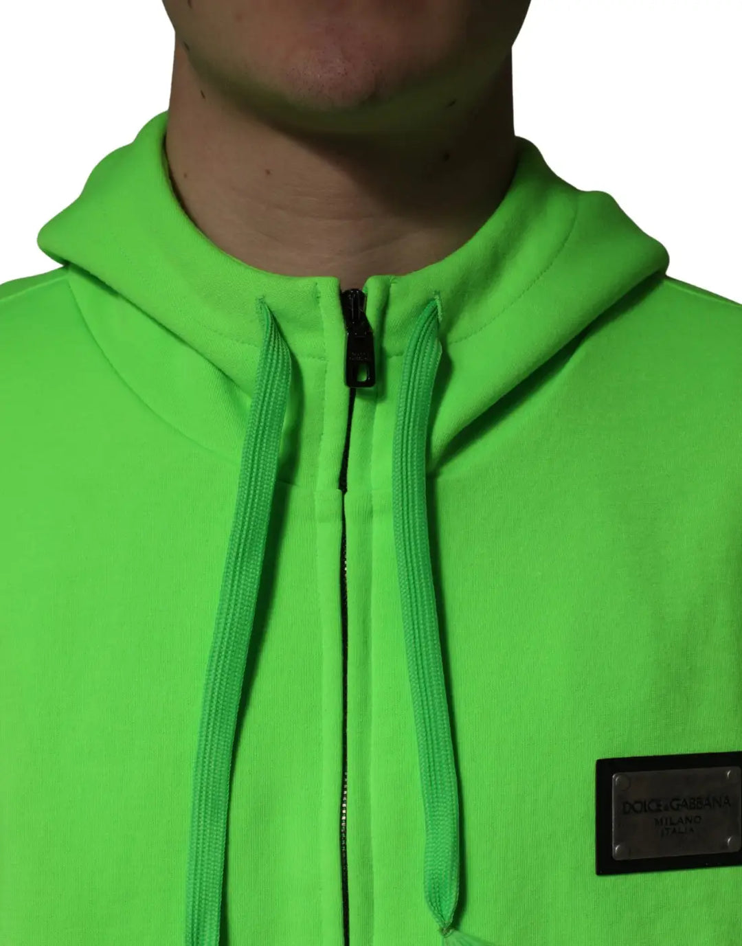 Dolce &amp; Gabbana Green FullZip Fleece HoodedSweatshirt Sweater