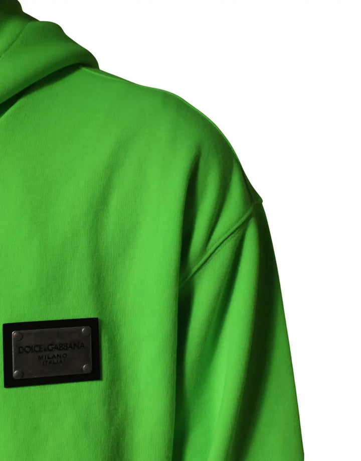 Dolce &amp; Gabbana Green FullZip Fleece HoodedSweatshirt Sweater