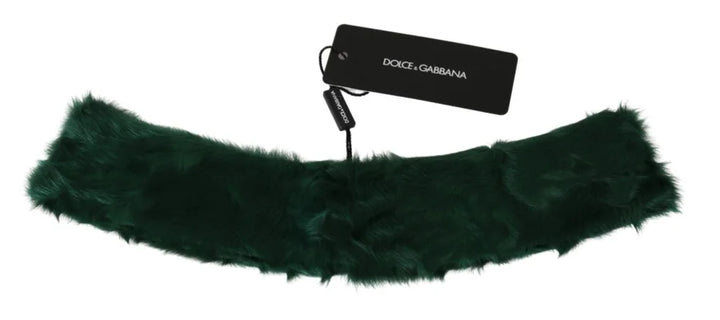 Dolce &amp; Gabbana Green Fur Neck Collar Wrap Lambskin Scarf