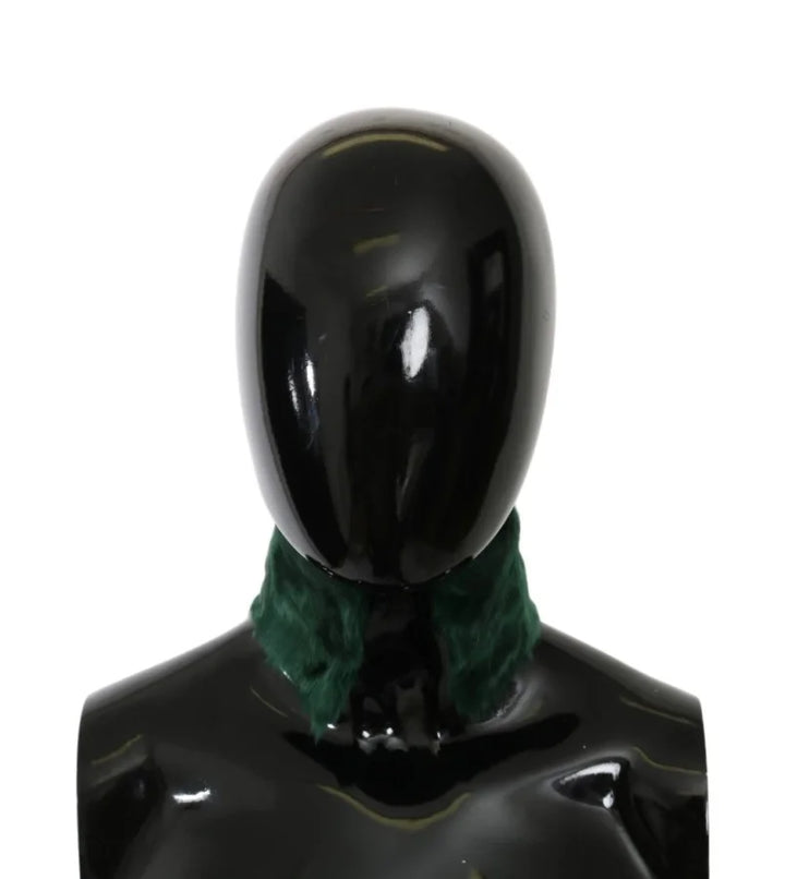 Dolce &amp; Gabbana Green Fur Neck Collar Wrap Lambskin Scarf