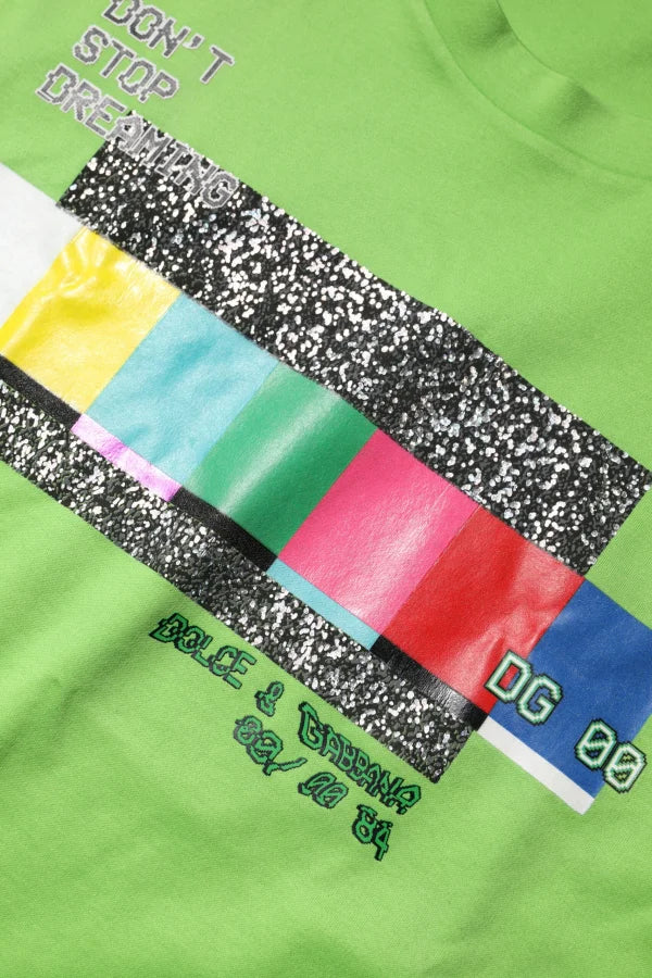 Dolce &amp; Gabbana Green Graphic Printed Round Neck T-shirt