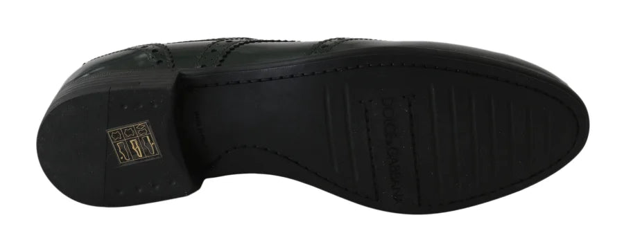 Dolce &amp; Gabbana Green Leather Broque Oxford Wingtip Shoes