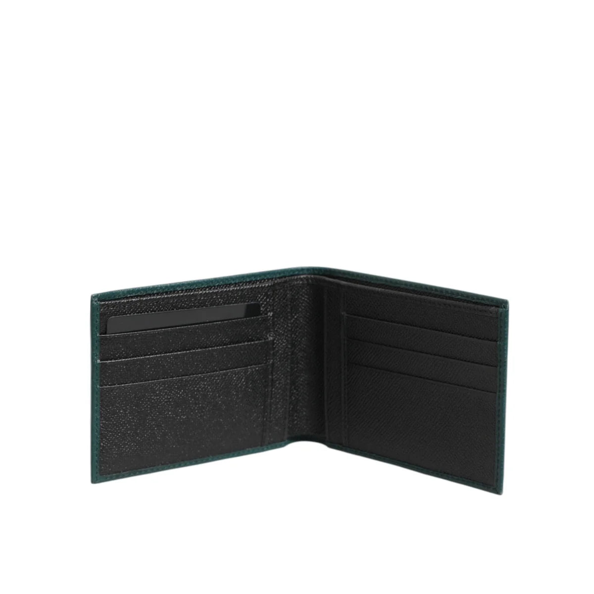 Dolce & Gabbana Green Leather DG Logo Plaque Bifold Men Card Holder Wallet