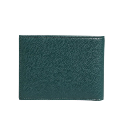 Dolce & Gabbana Green Leather DG Logo Plaque Bifold Men Card Holder Wallet