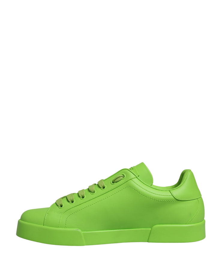 Dolce &amp; Gabbana Green Leather Portofino Low Top Sneakers Shoes