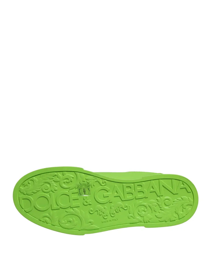 Dolce &amp; Gabbana Green Leather Portofino Low Top Sneakers Shoes