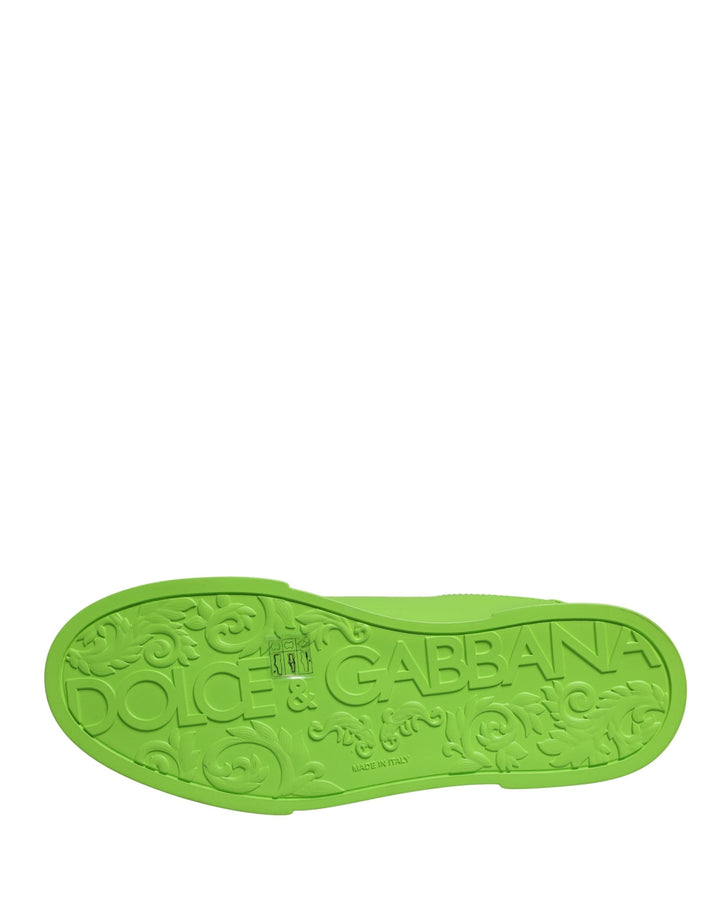 Dolce &amp; Gabbana Green Leather Portofino Low Top Sneakers Shoes