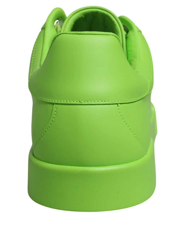 Dolce &amp; Gabbana Green Leather Portofino Low Top Sneakers Shoes
